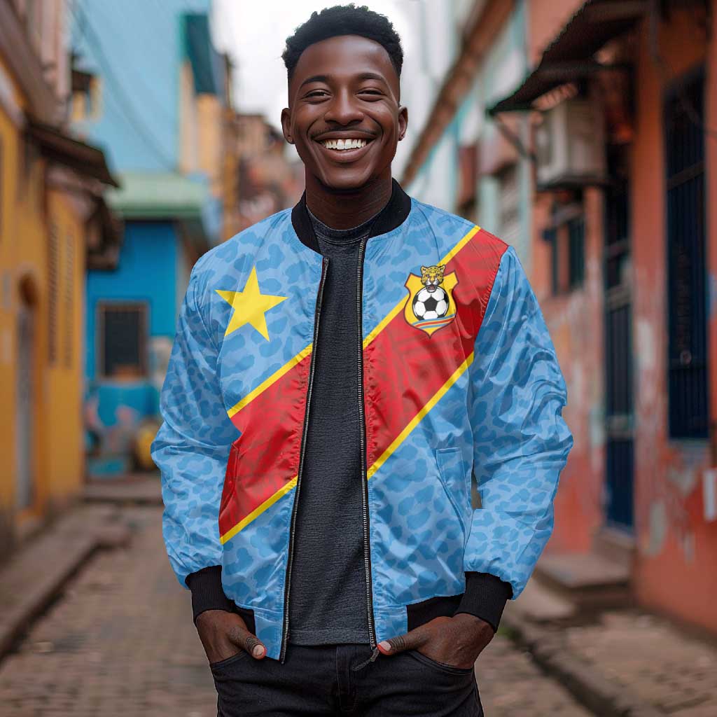 Custom DR Congo National Football Bomber Jacket Leopards Go Glory - African Pride