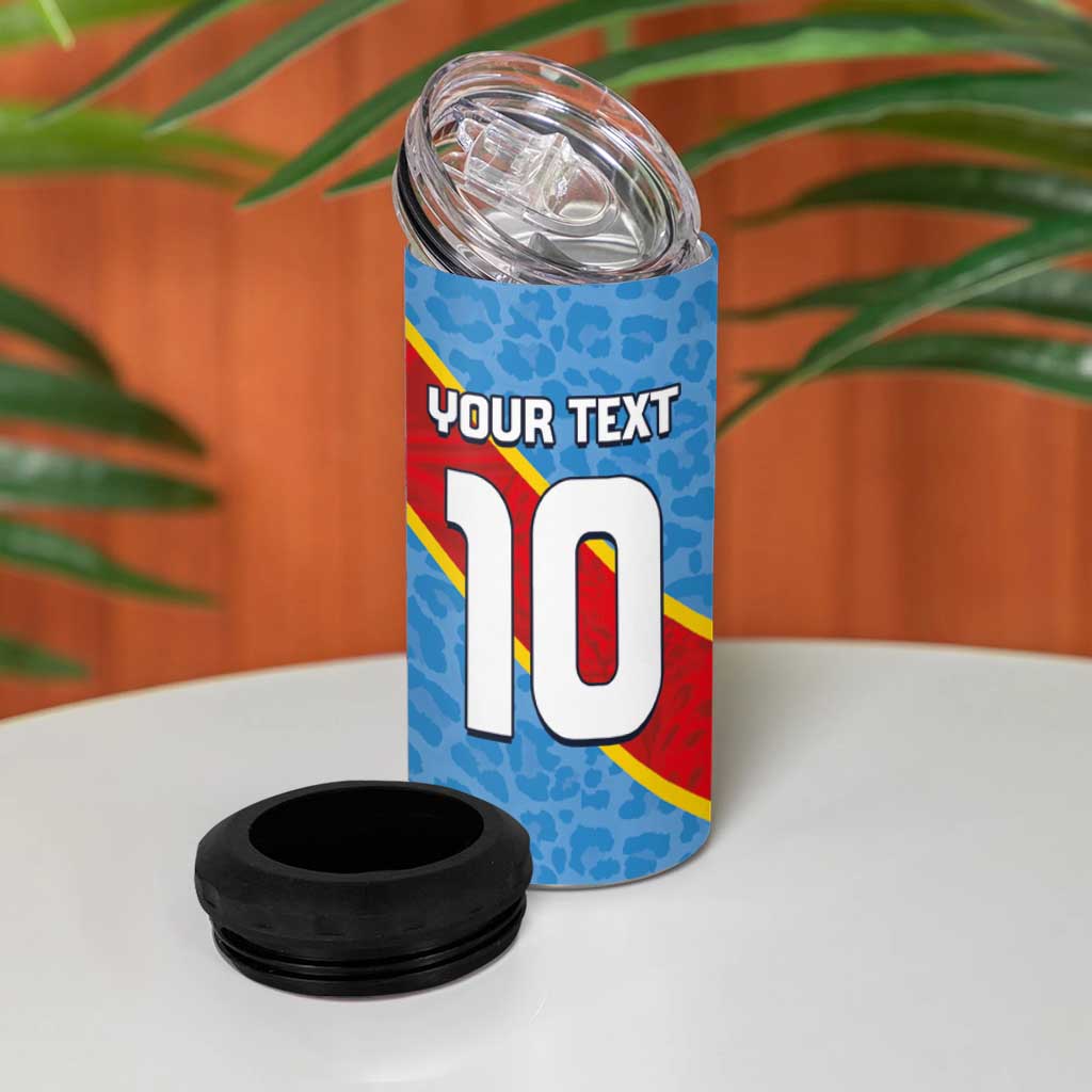 Custom DR Congo National Football 4 in 1 Can Cooler Tumbler Leopards Go Glory - African Pride