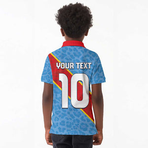 Custom DR Congo National Football Kid Polo Shirt Leopards Go Glory LT03