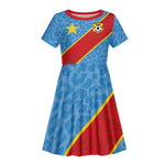 Custom DR Congo National Football Kid Short Sleeve Dress Leopards Go Glory LT03