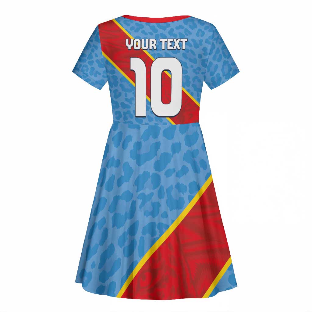 Custom DR Congo National Football Kid Short Sleeve Dress Leopards Go Glory LT03
