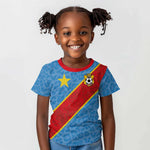 Custom DR Congo National Football Kid T shirt Leopards Go Glory LT03