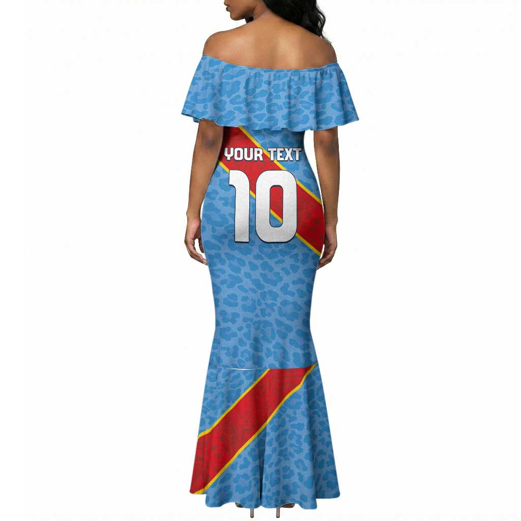 Custom DR Congo National Football Mermaid Dress Leopards Go Glory LT03