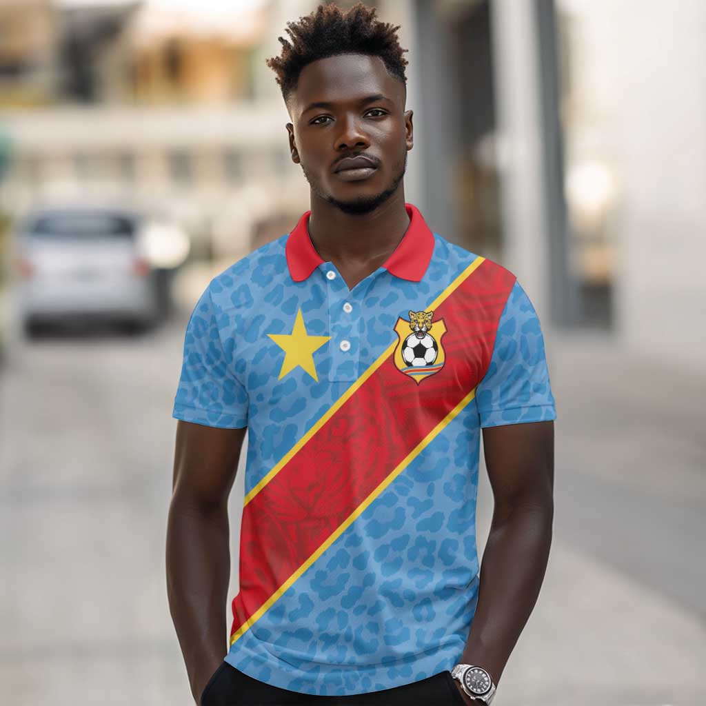 Custom DR Congo National Football Polo Shirt Leopards Go Glory LT03