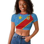 Custom DR Congo National Football Raglan Cropped T shirt Leopards Go Glory LT03