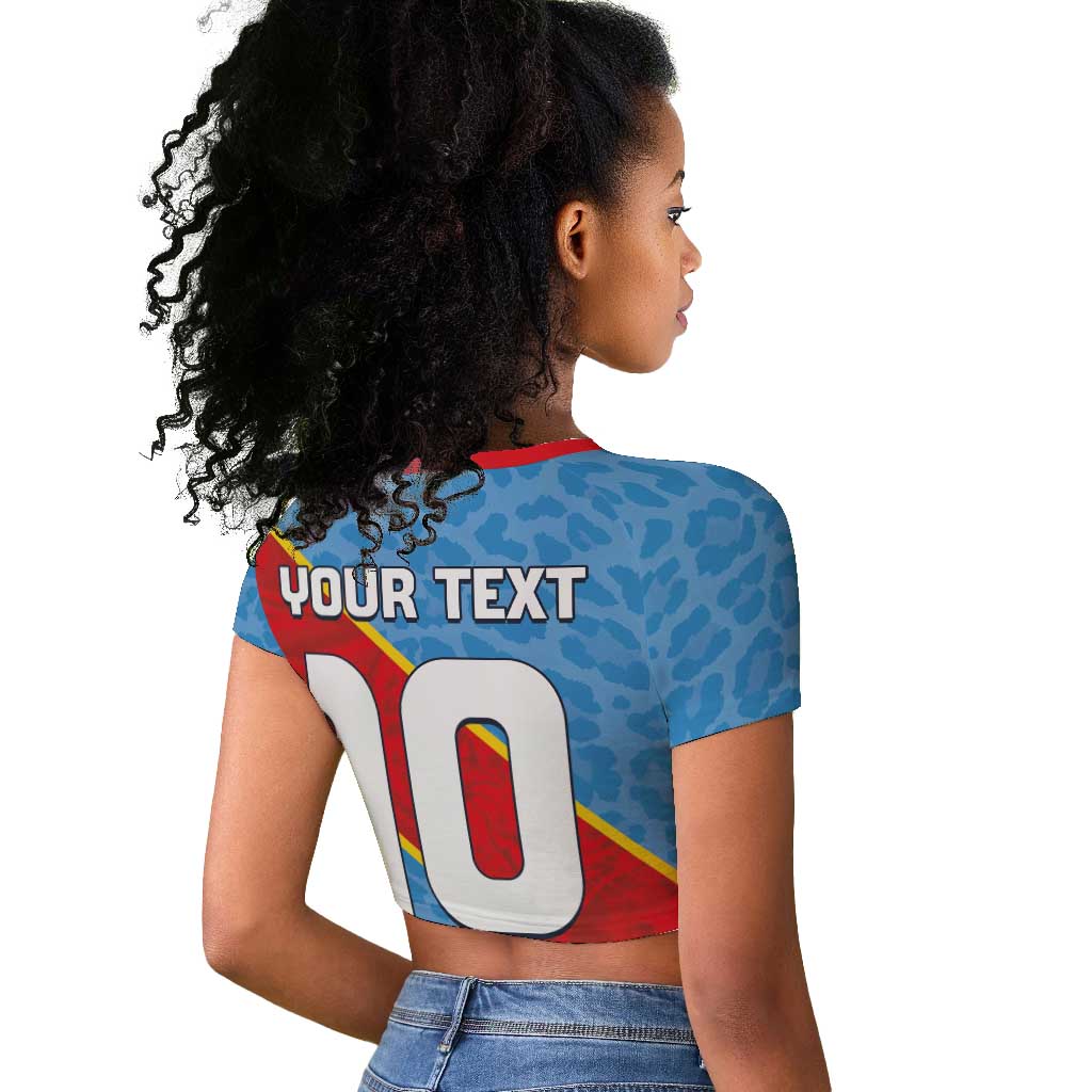 Custom DR Congo National Football Raglan Cropped T shirt Leopards Go Glory LT03