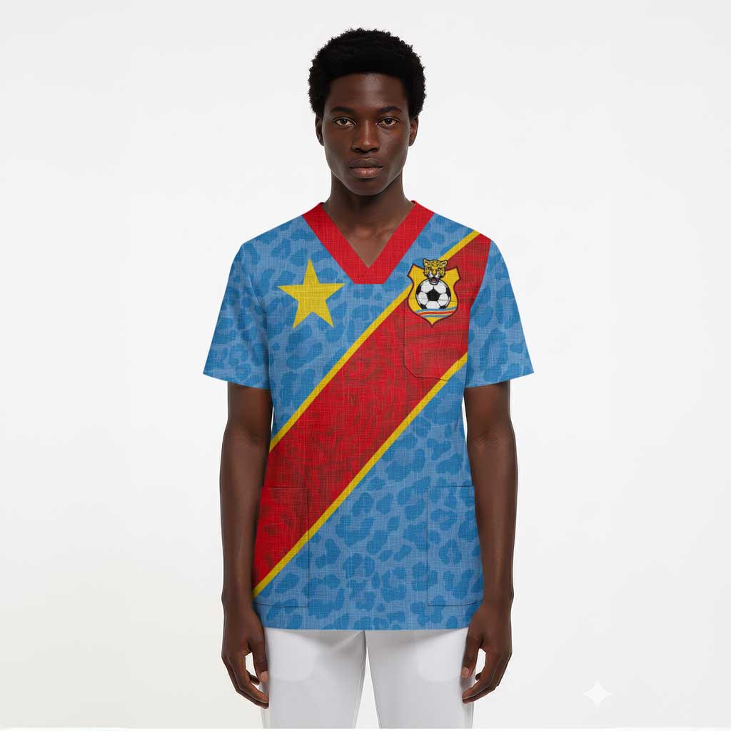 Custom DR Congo National Football Scrub Top Leopards Go Glory - African Pride