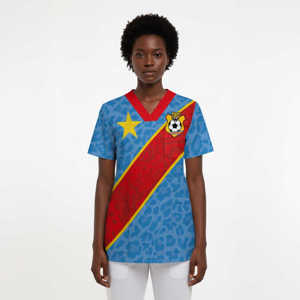 Custom DR Congo National Football Scrub Top Leopards Go Glory - African Pride