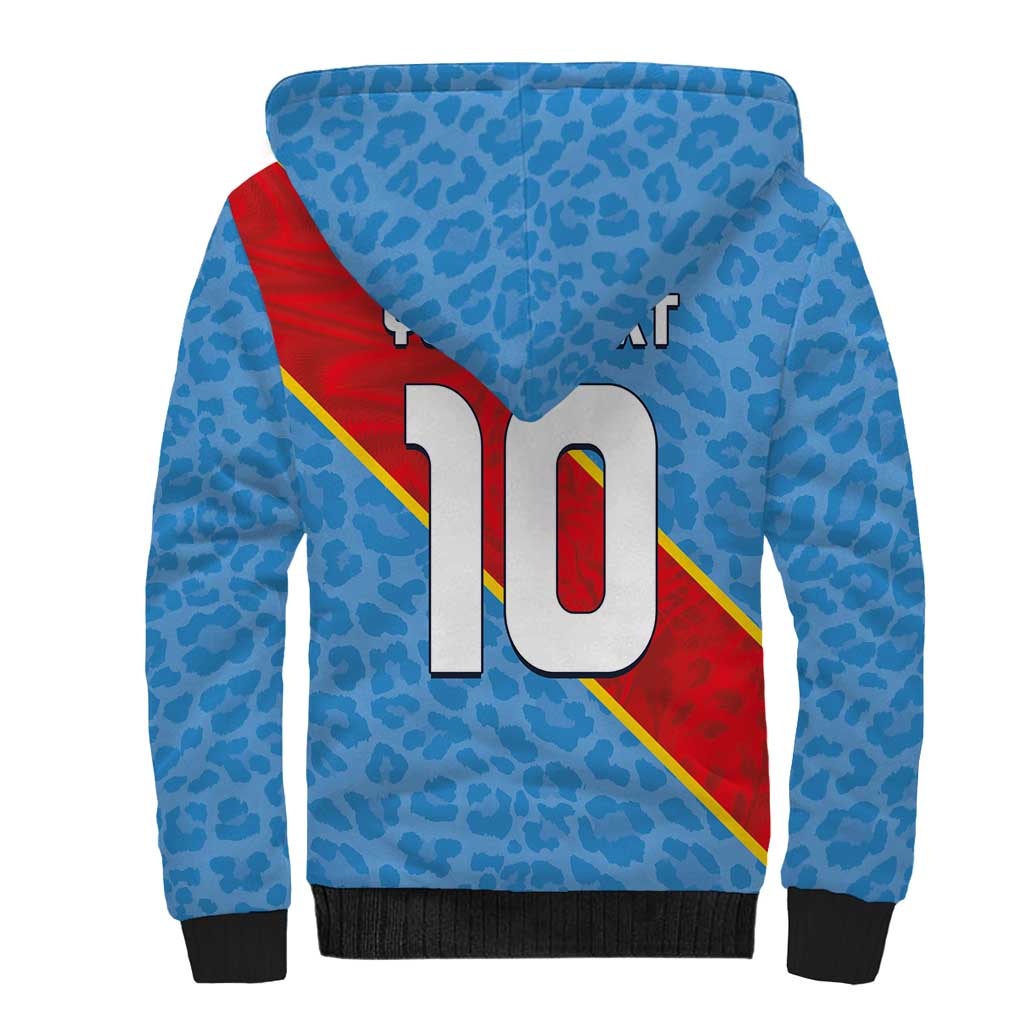 Custom DR Congo National Football Sherpa Hoodie Leopards Go Glory - African Pride