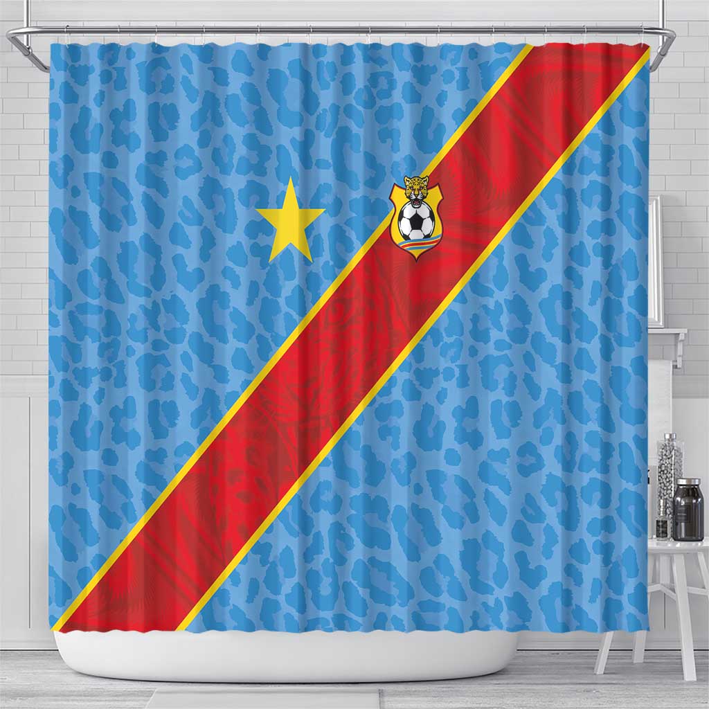 DR Congo National Football Shower Curtain Leopards Go Glory - African Pride