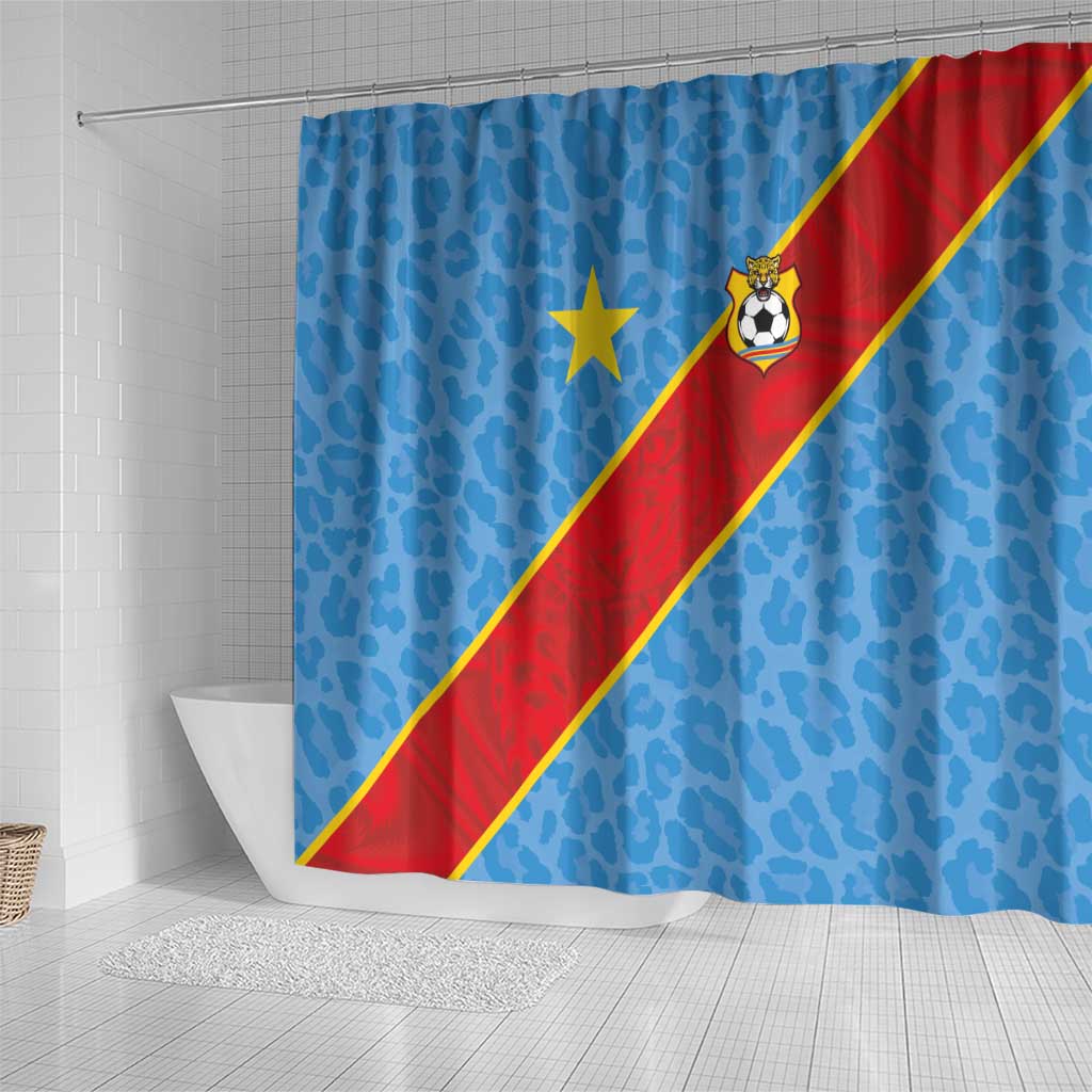DR Congo National Football Shower Curtain Leopards Go Glory - African Pride