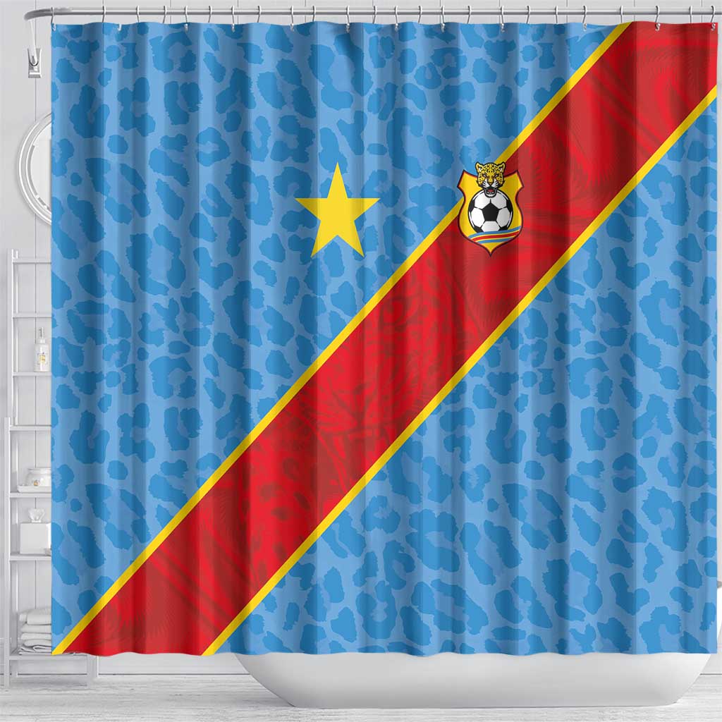 DR Congo National Football Shower Curtain Leopards Go Glory - African Pride