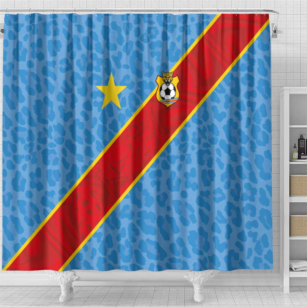 DR Congo National Football Shower Curtain Leopards Go Glory - African Pride