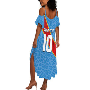 Custom DR Congo National Football Summer Maxi Dress Leopards Go Glory LT03