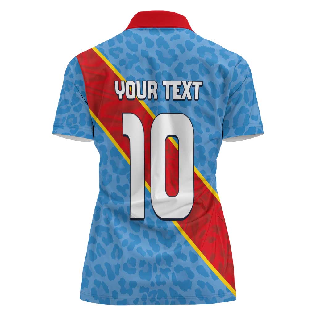 Custom DR Congo National Football Women Polo Shirt Leopards Go Glory LT03