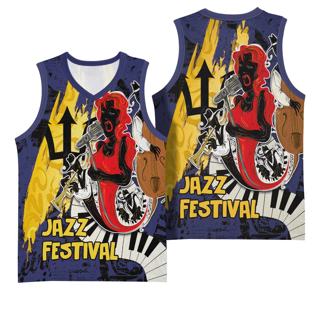 Afro-Barbados Jazz Festival Basketball Jersey Abstract Jazz Art LT03