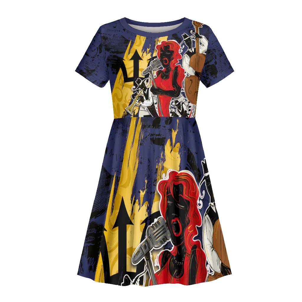 Afro-Barbados Jazz Festival Kid Short Sleeve Dress Abstract Jazz Art