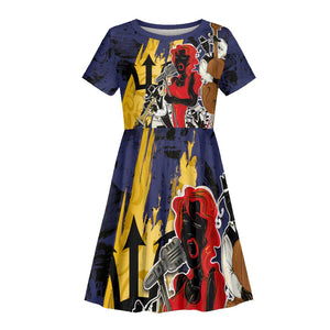 Afro-Barbados Jazz Festival Kid Short Sleeve Dress Abstract Jazz Art