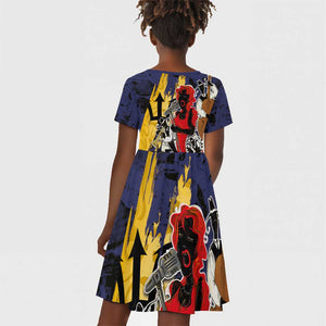 Afro-Barbados Jazz Festival Kid Short Sleeve Dress Abstract Jazz Art