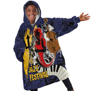Afro-Barbados Jazz Festival Kid Wearable Blanket Hoodie Abstract Jazz Art