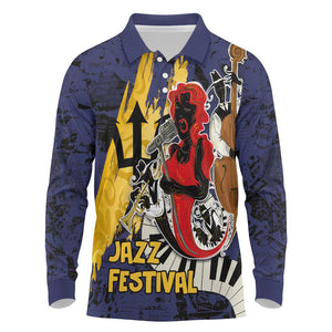 Afro-Barbados Jazz Festival Long Sleeve Polo Shirt Abstract Jazz Art