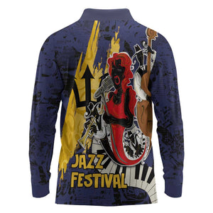 Afro-Barbados Jazz Festival Long Sleeve Polo Shirt Abstract Jazz Art