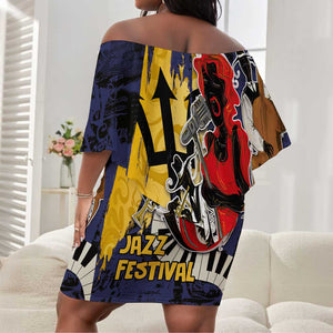 Afro-Barbados Jazz Festival Off Shoulder Short Dress Abstract Jazz Art