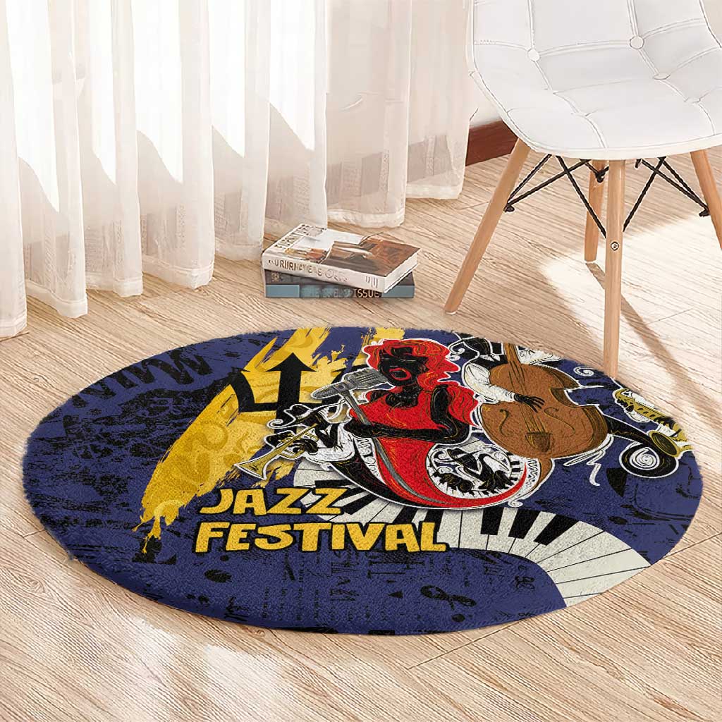 Afro-Barbados Jazz Festival Round Carpet Abstract Jazz Art