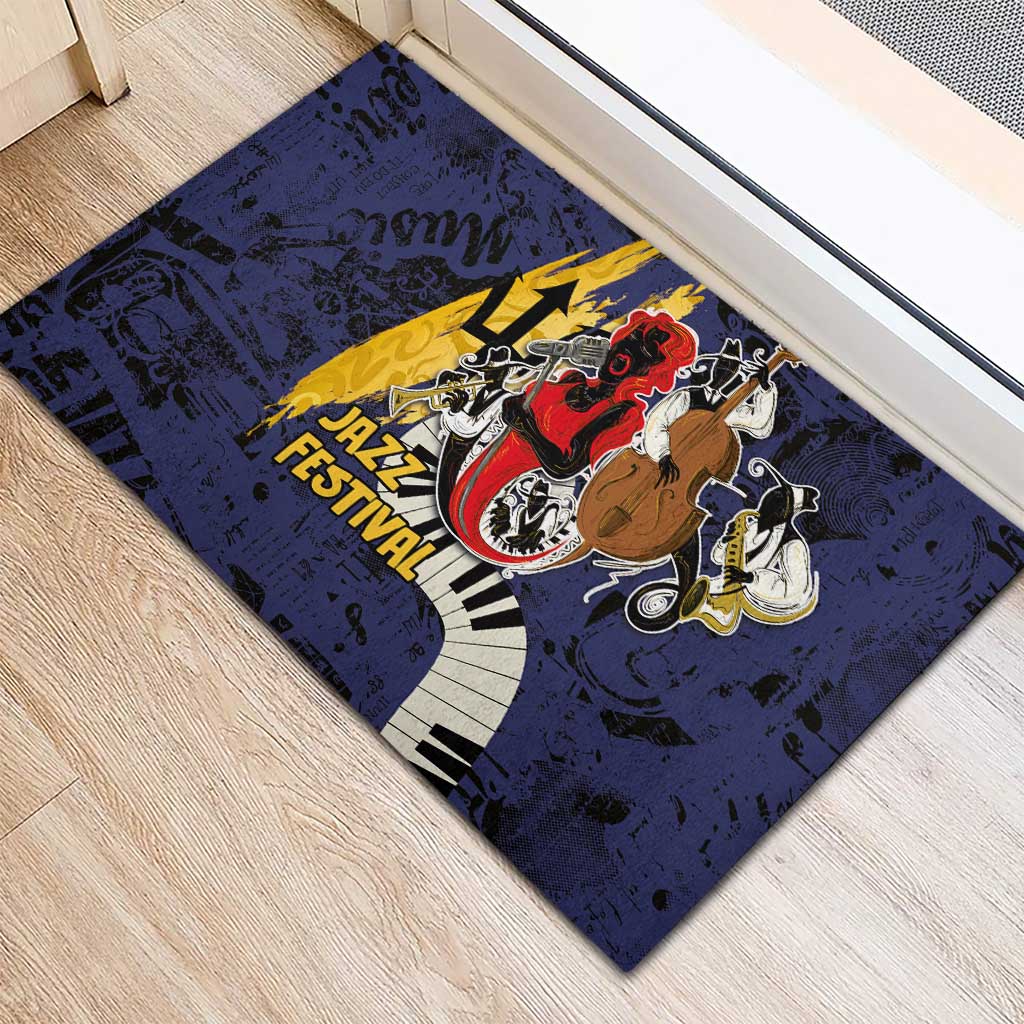 Afro-Barbados Jazz Festival Rubber Doormat Abstract Jazz Art
