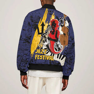 Afro-Barbados Jazz Festival Sleeve Zip Bomber Jacket Abstract Jazz Art