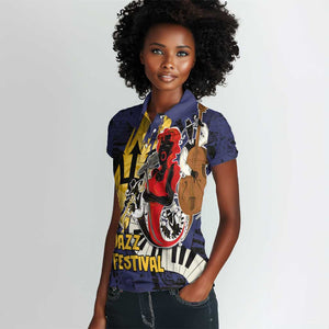 Afro-Barbados Jazz Festival Women Polo Shirt Abstract Jazz Art