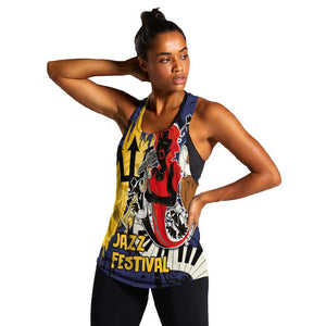 Afro-Barbados Jazz Festival Women Racerback Tank Abstract Jazz Art