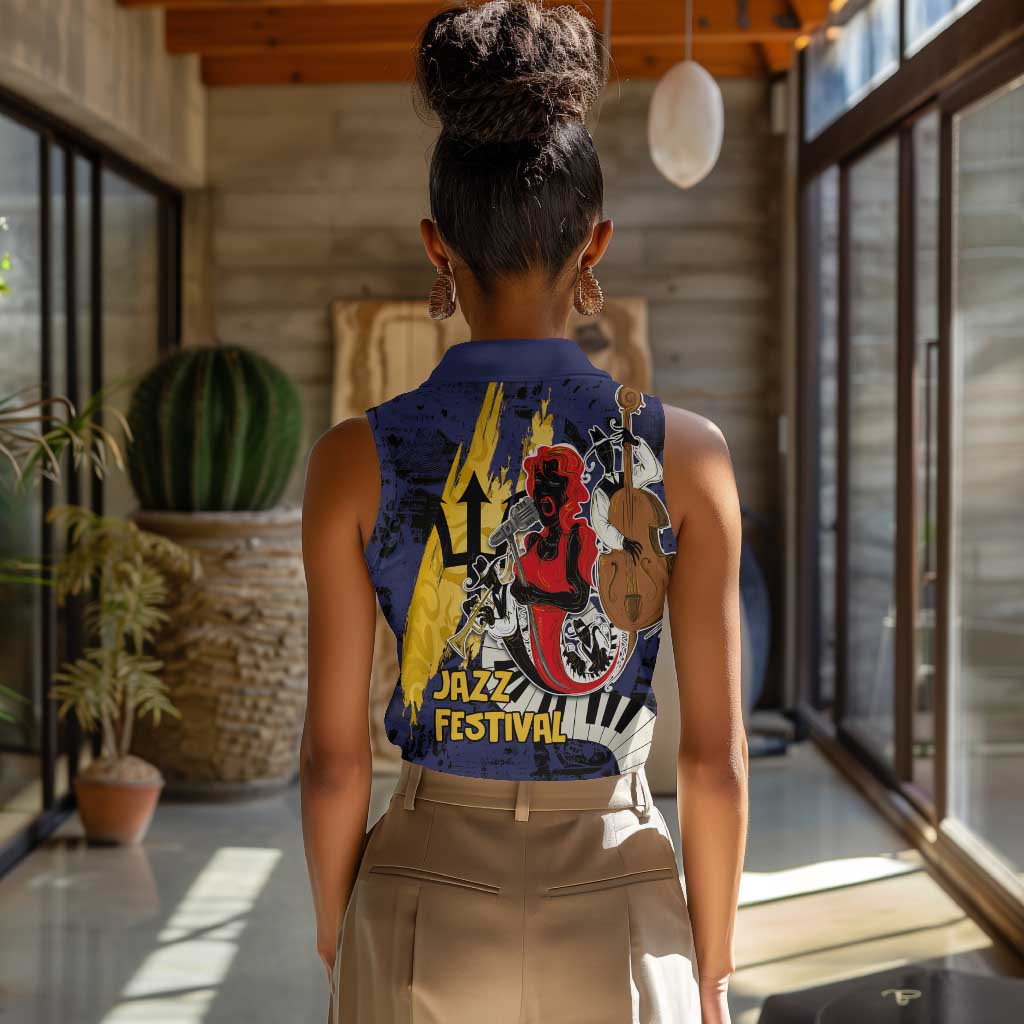 Afro-Barbados Jazz Festival Women Sleeveless Polo Shirt Abstract Jazz Art