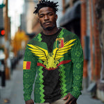Custom Mali Football Long Sleeve Shirt Les Aigles-Green, Gold & Red