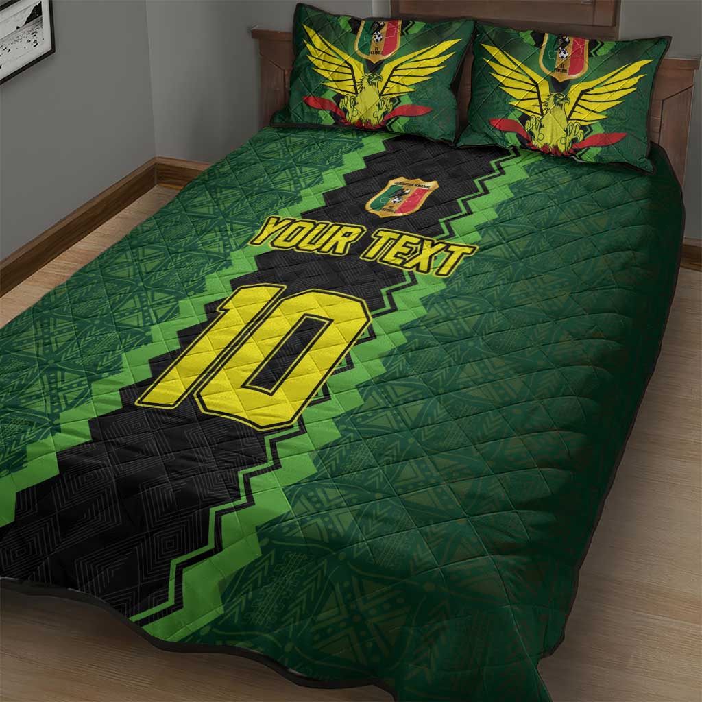 Custom Mali Football Quilt Bed Set Les Aigles-Green, Gold & Red