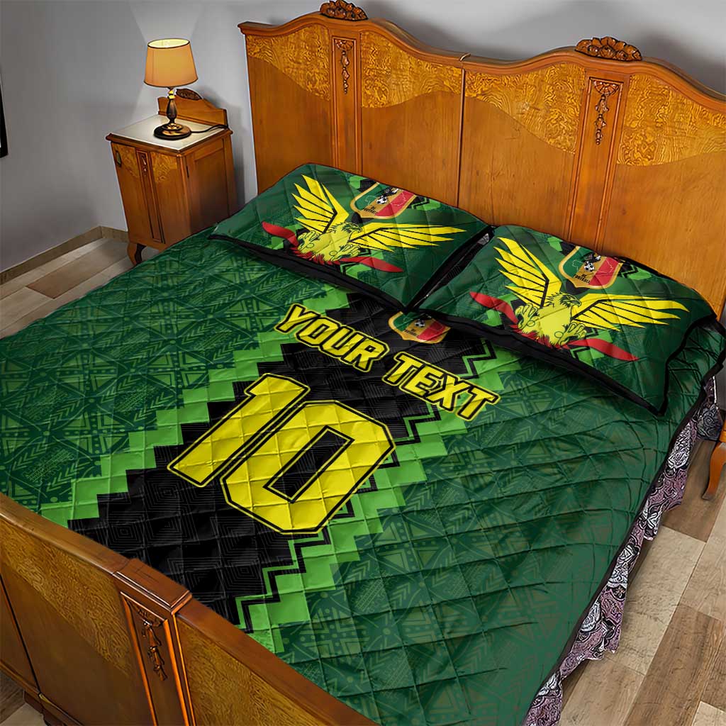 Custom Mali Football Quilt Bed Set Les Aigles-Green, Gold & Red