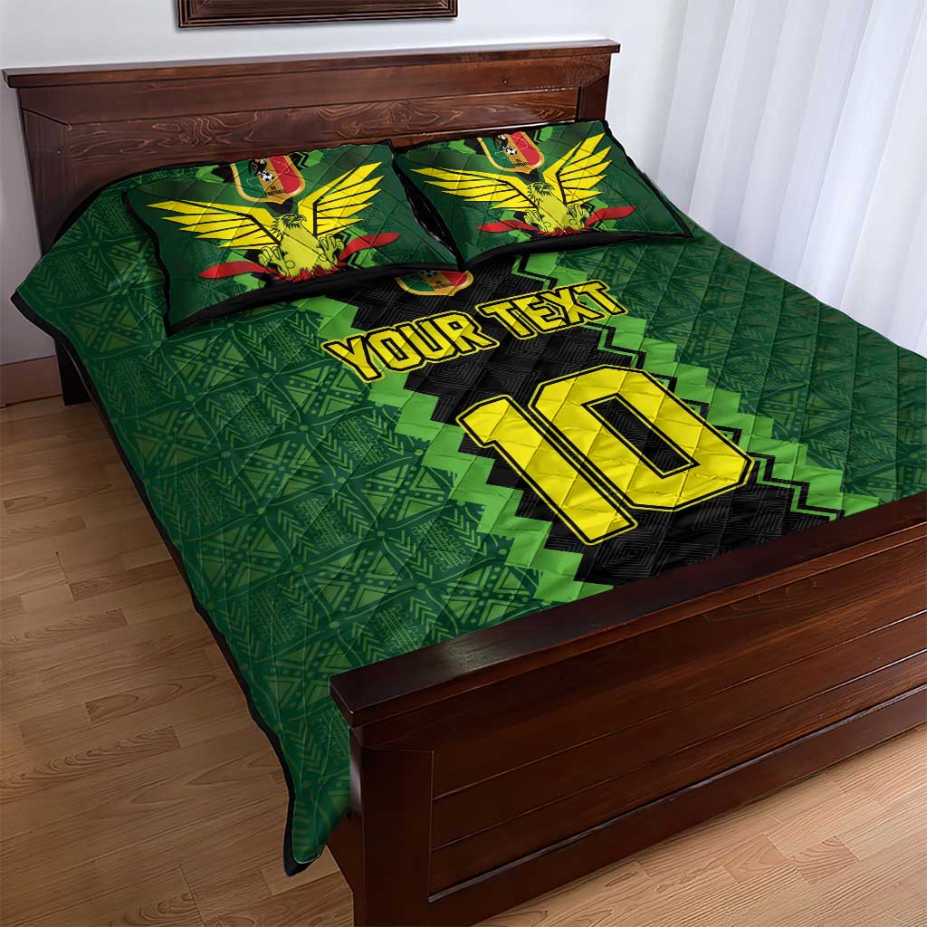 Custom Mali Football Quilt Bed Set Les Aigles-Green, Gold & Red