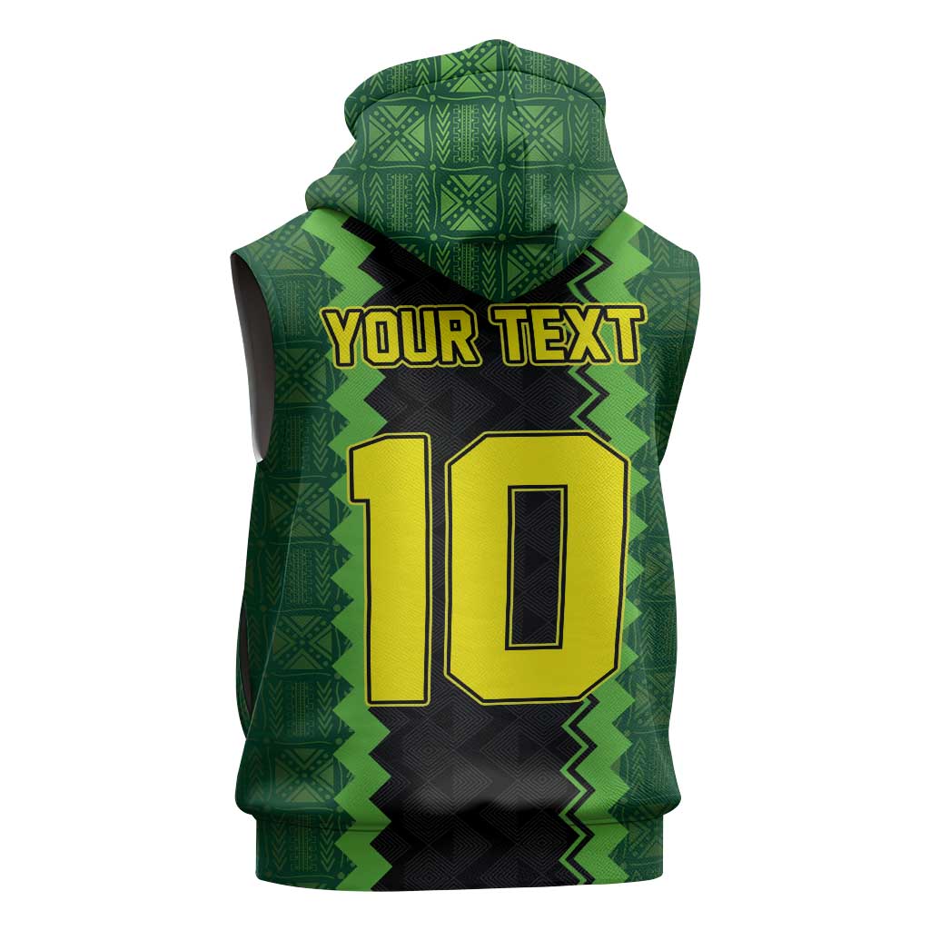 Custom Mali Football Sleeveless Zip Hoodie Les Aigles-Green, Gold & Red - African Pride