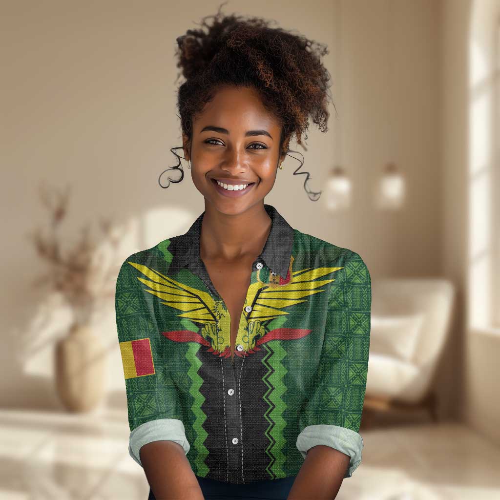 Custom Mali Football Women Casual Shirt Les Aigles-Green, Gold & Red