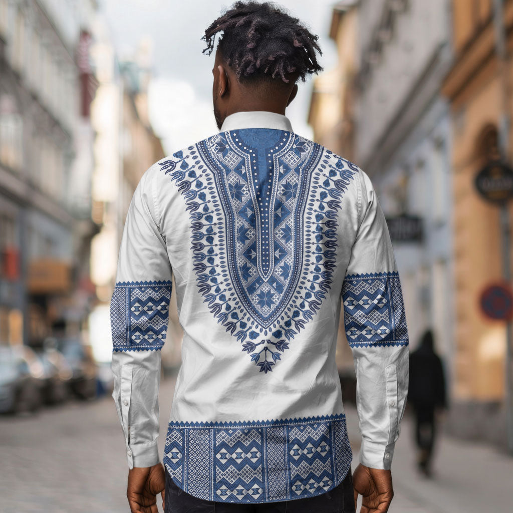 Cape Verde Long Sleeve Button Shirt Pano di Terra Dashiki Style