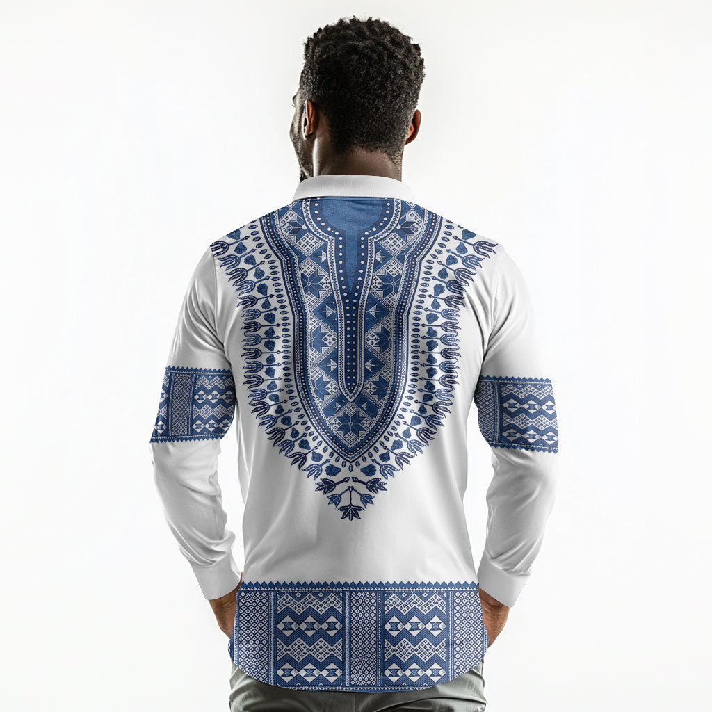 Cape Verde Long Sleeve Polo Shirt Pano di Terra Dashiki Style