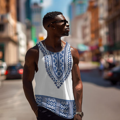 Cape Verde Men Tank Top Pano di Terra Dashiki Style