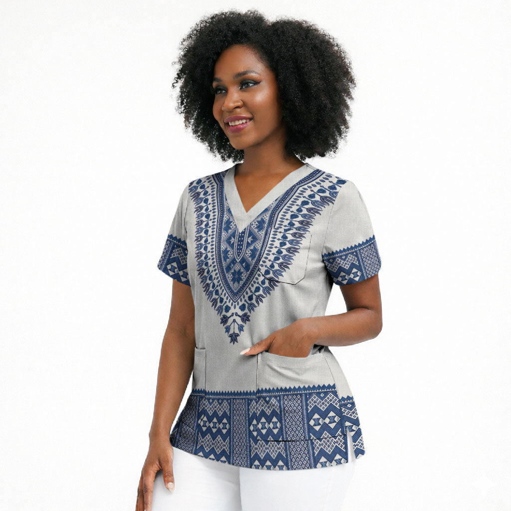 Cape Verde Scrub Top Pano di Terra Dashiki Style