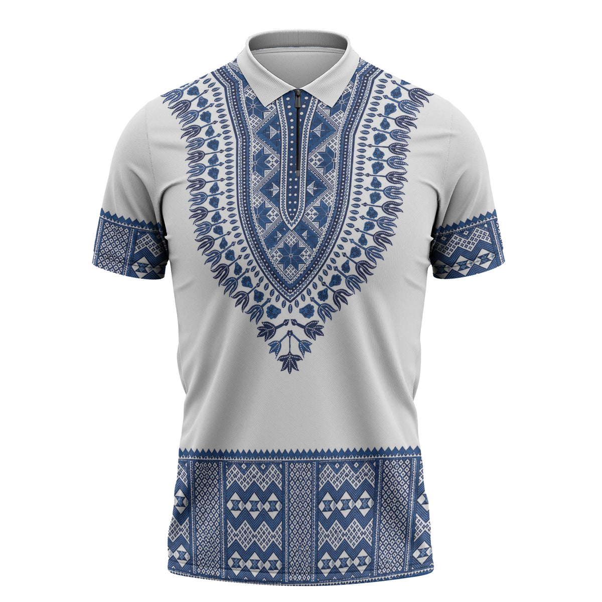 Cape Verde Zipper Polo Shirt Pano di Terra Dashiki Style