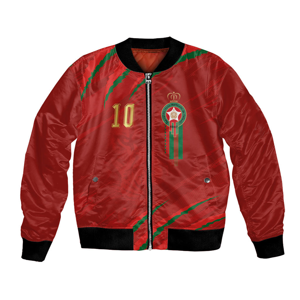 Custom Morocco National Football Bomber Jacket Atlas Lions-Claws