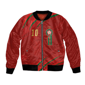 Custom Morocco National Football Bomber Jacket Atlas Lions-Claws