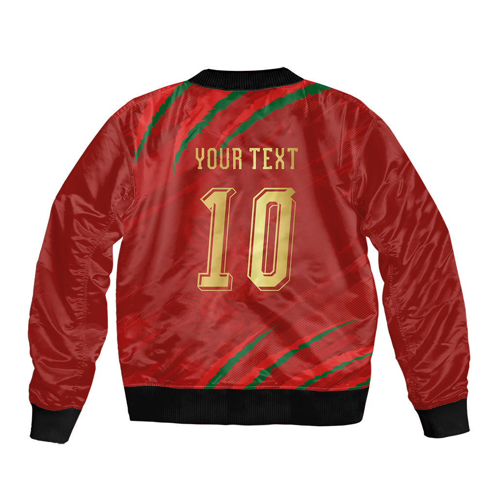 Custom Morocco National Football Bomber Jacket Atlas Lions-Claws