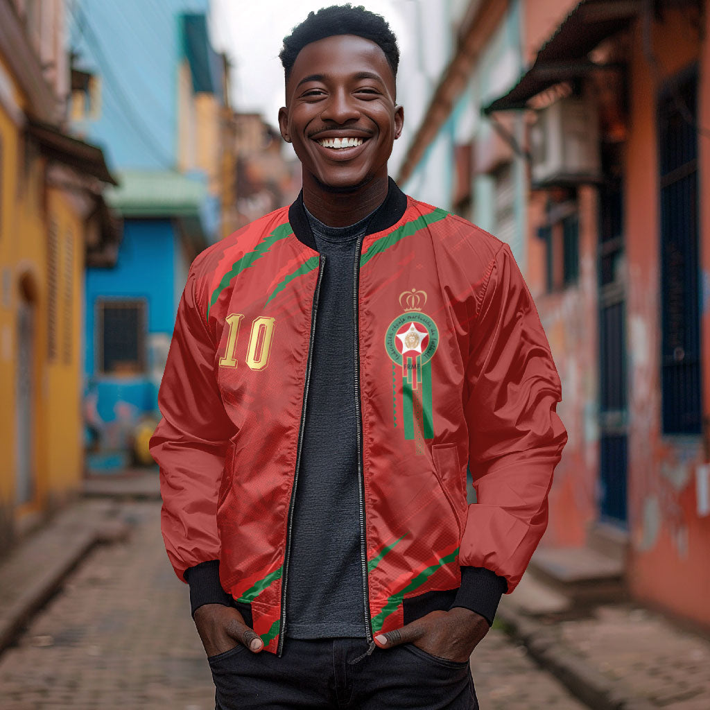 Custom Morocco National Football Bomber Jacket Atlas Lions-Claws