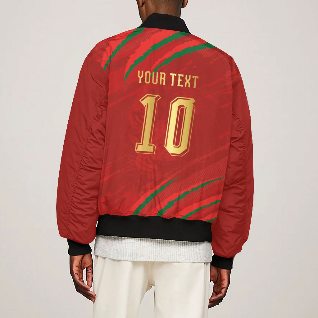 Custom Morocco National Football Bomber Jacket Atlas Lions-Claws