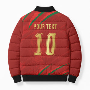 Custom Morocco National Football Bomber Puffer Jacket Atlas Lions-Claws